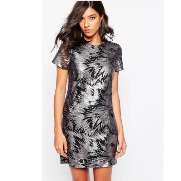 Warehouse Dresses & Skirts - Silver Sequin Mini Dress Size US 2/UK 6